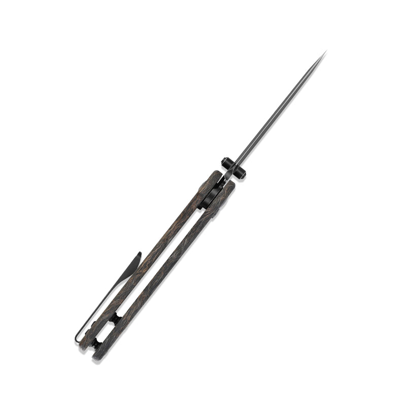 Kizer Original 20CV Blade Button Lock Knife Fatcarbon Handle Ki3605A2 (2.98” Black Stonewash)