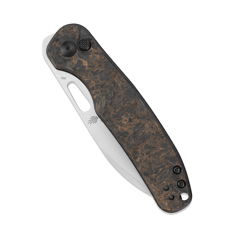 Kizer Azo HIC-CUP S35VN Blade Button Lock Knife Fatcarbon Handle Ki3606A1 (3.15” Stonewash)
