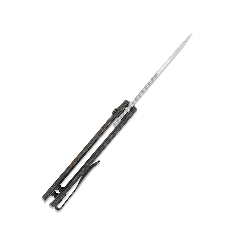 Kizer Azo HIC-CUP S35VN Blade Button Lock Knife Fatcarbon Handle Ki3606A1 (3.15” Stonewash)