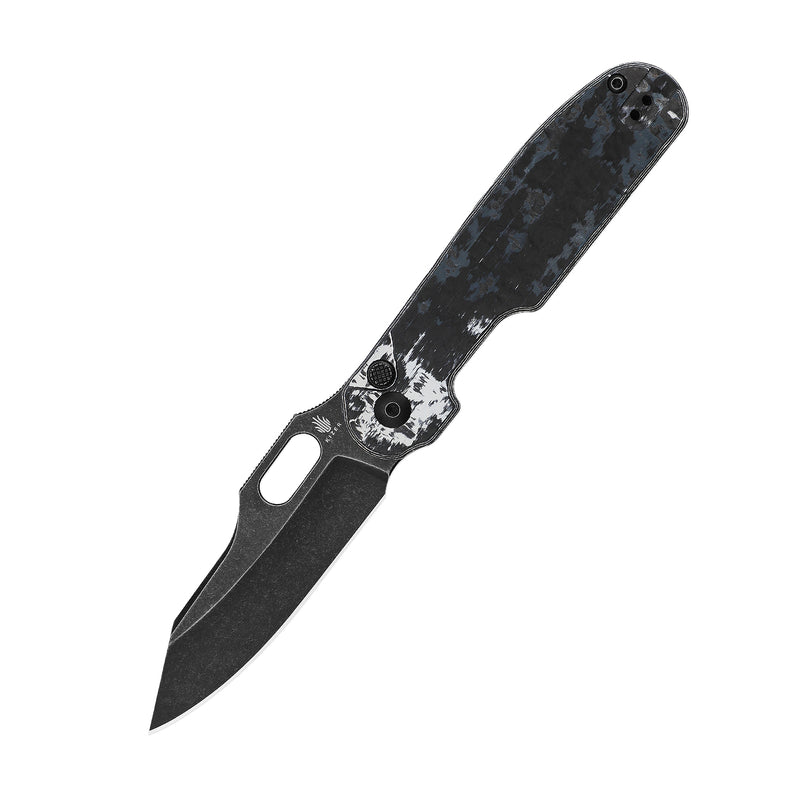 Kizer Cormorant S90V Blade Button Lock Knife Fatcarbon Handle Ki4562A7 (3.17”Black Stonewash)