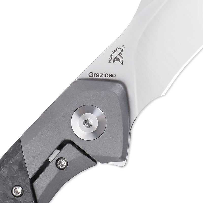 Kizer Manganas Grazioso Frame Lock Knife Black Titanium & carbon fiber Ki4572A1 (3.3" Satin)