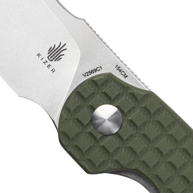 Kizer October Mini Liner Lock Knife Green G-10 (2.54" Stonewash) V2569C1
