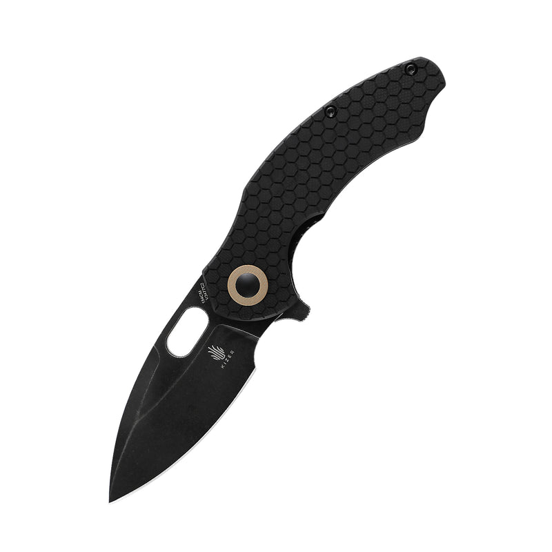 Kizer Degnan Mini Roach Liner Lock Knife Black G-10  Removable Flipper Tab (2.99" Black SW) V3477C2