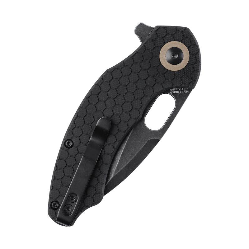 Kizer Degnan Mini Roach Liner Lock Knife Black G-10  Removable Flipper Tab (2.99" Black SW) V3477C2