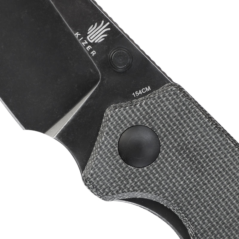 Kizer Azo Towser S Liner Lock Knife Black Micarta V3593SC2 (2.85” Black Stonewash)