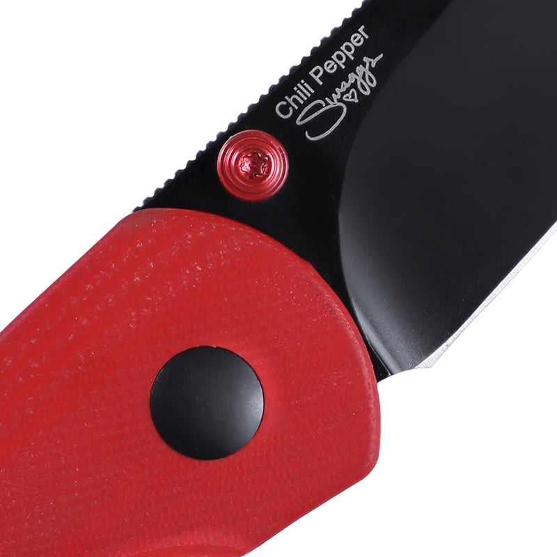 Kizer Swaggs Chili Pepper Button Lock Knife Red G-10 V3601C1 (3.03" Black)