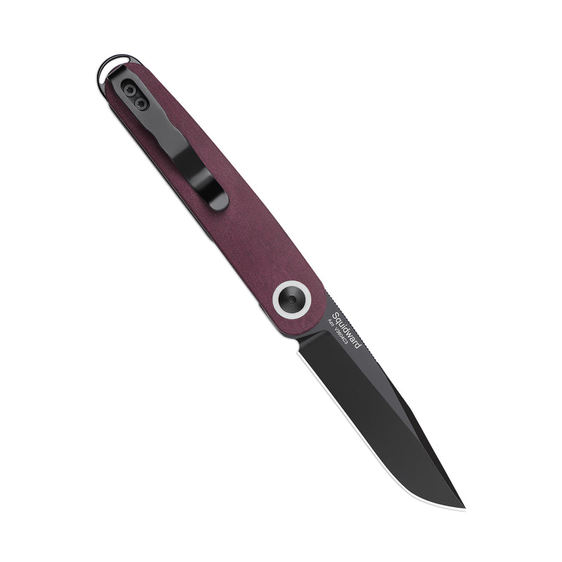 Kizer Azo Squidward Front Flipper Knife Red Richlite Handle V3604C3 (2.81" Black)