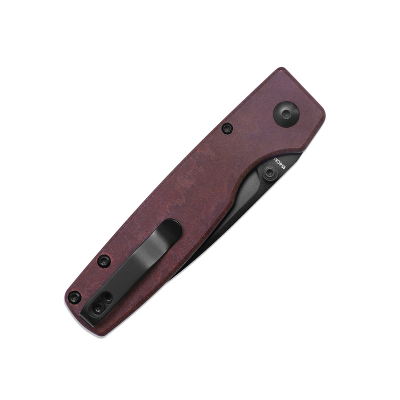 Kizer Original Button Lock Knife Red Richlite Handle V3605C3 (2.98" Black)