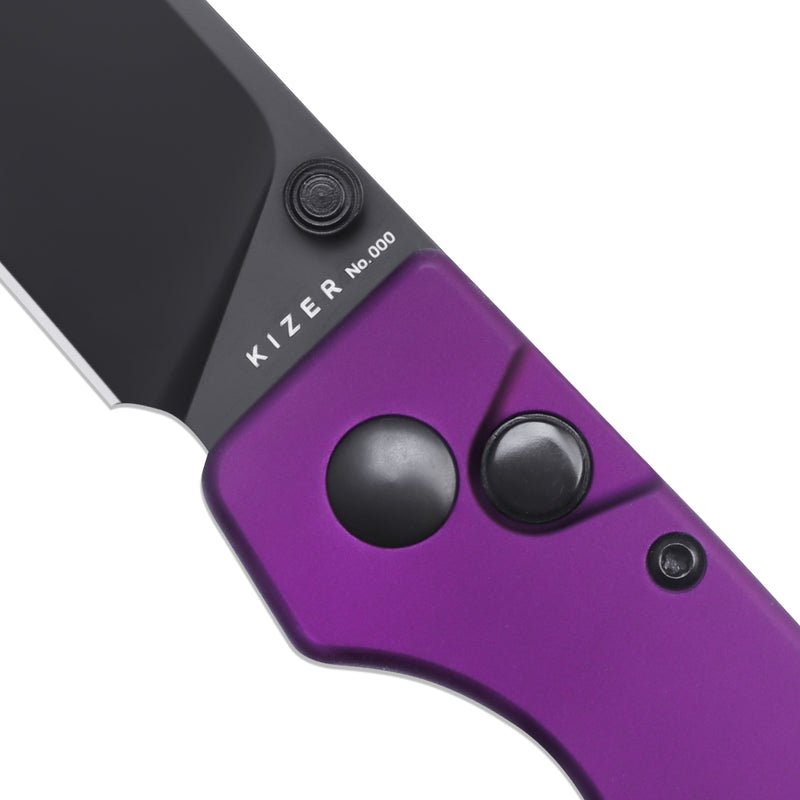 Kizer Original Button Lock Purple Aluminium Handle V3605C4 (2.98" Black)