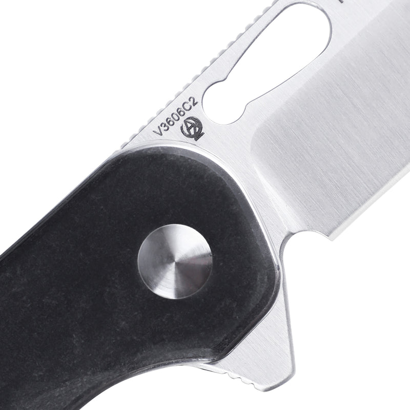 Kizer Azo HIC-CUP Button Lock Knife Black Richlite V3606C2 (3.15" Satin)
