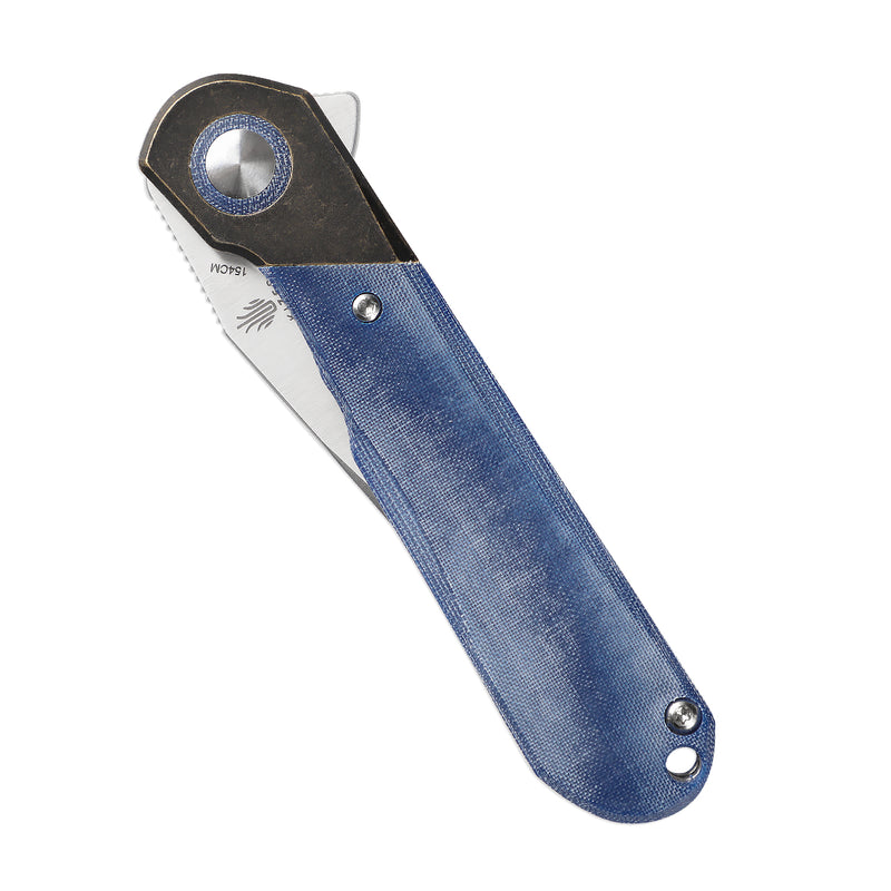Kizer Comet Liner Lock Knife Brass & Micarta Blue V3614C2