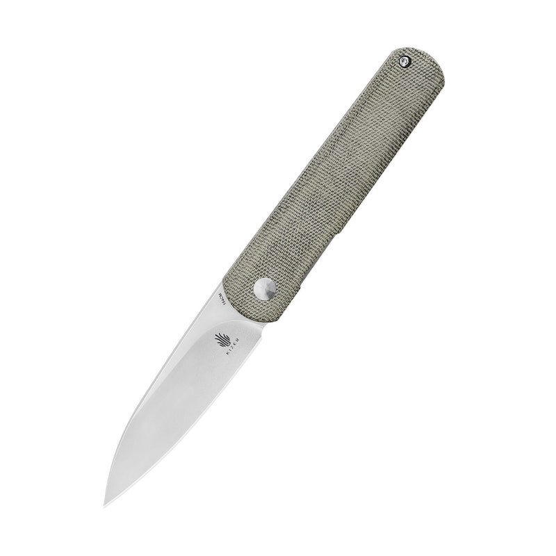 Kizer Feist(XL) Front Flipper Knife Green Micarta V4499C1 (3.33” Satin)