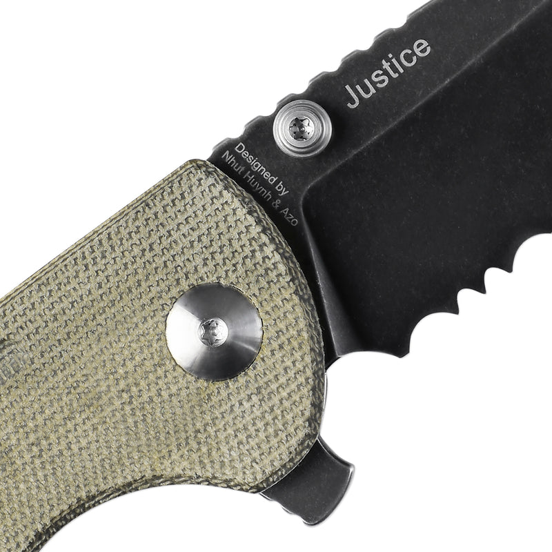 Kizer Justice Liner Lock Knife Micarta Green V4543N4